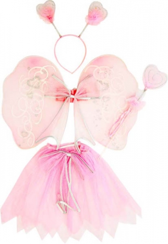 Set fe rose enfant (jupe, ailes, serre tte et baguette) - Photo