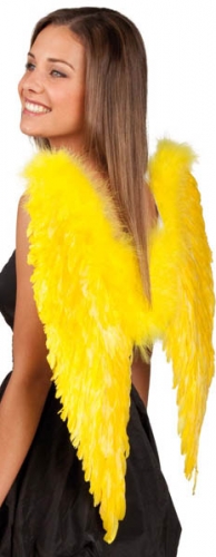 Maxi ailes d'ange plumes jaune 65 x65 cm - Photo