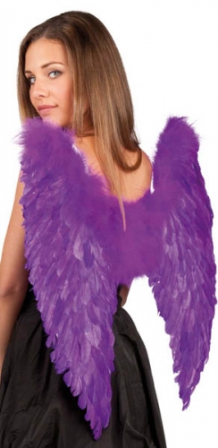 Maxi ailes d'ange plumes violet 65 x65 cm - Photo