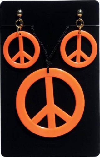 Set hippie collier et boucles d'oreilles fluo assorties - Photo