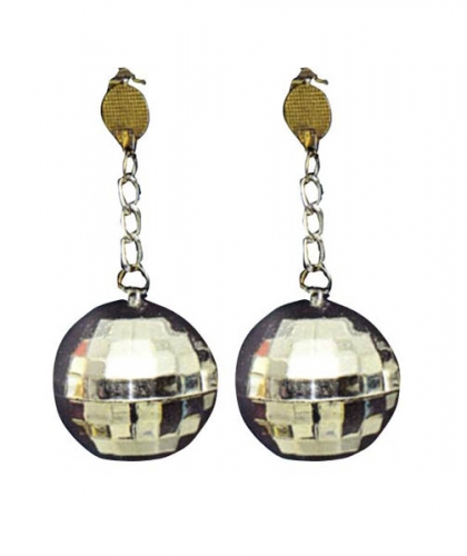 Boucles d'oreilles boules disco argent - Photo