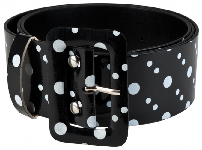 Ceinture vinyle noire a pois blancs - Photo