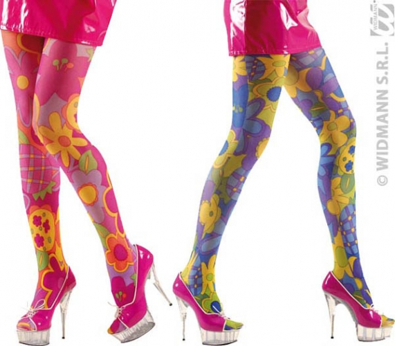 Collants hippie fleurs 2 coloris assortis  - Photo