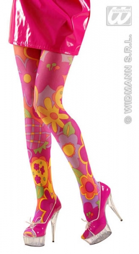 Collants hippie fleurs 2 coloris assortis  - Photo