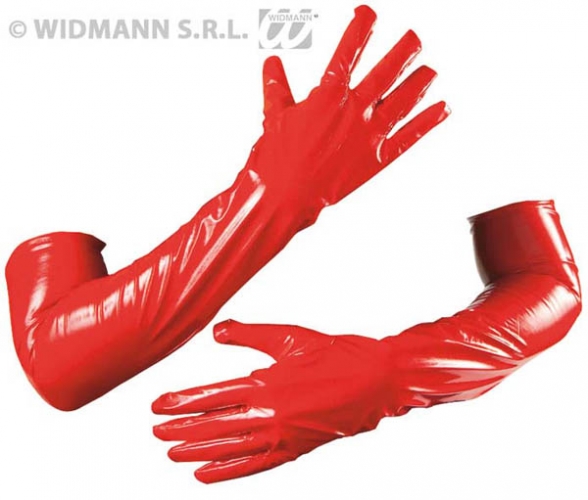 Gants vinyle 56 cm rouge - Photo