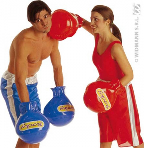 Gants de boxe gonflables rouge ou bleu ass - Photo