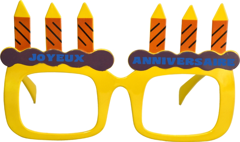 Lunettes joyeux anniversaire couleurs assorties sans verres - Photo