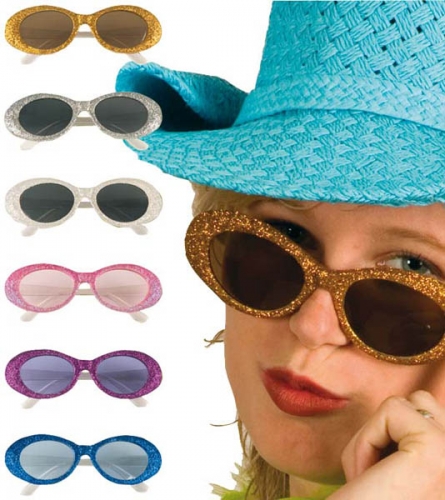 Lunettes retro pailletees uv400 colori assorti - Photo