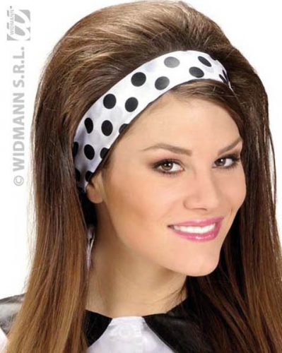 Foulard satin blanc pois noirs - Photo