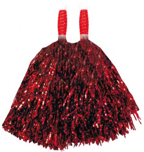 Pompom metal rouge 23 cm , la paire - Photo