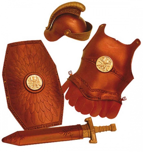 Panoplie armure romaine enfant ( casque+cuirasse+bouclier+epee) - Photo