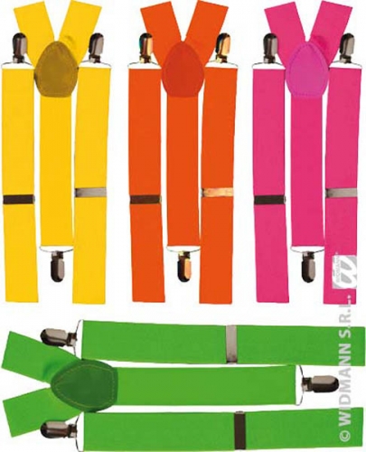 Paires de bretelles clown fluos 4 couleurs assorties - Photo