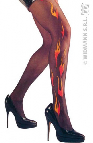 Collants noirs dcor flammes paillettes adulte  - Photo