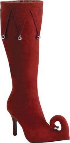 Paire de bottes elfe rouge velours avec grelots  - Photo