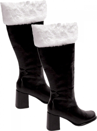 Bottes gogo noires avec fourrure blanche  - Photo