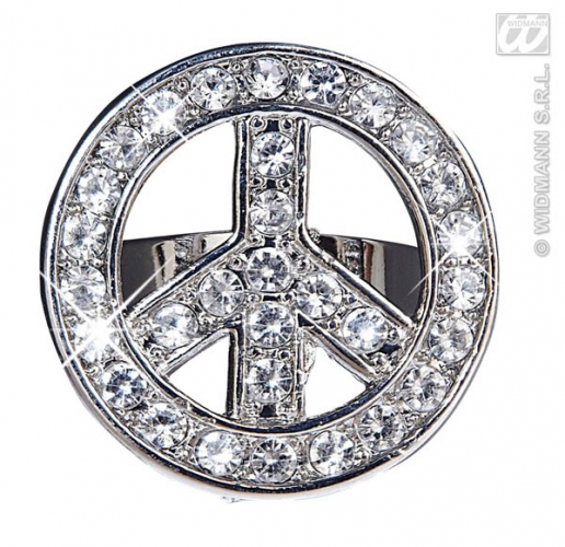 Bague peace and love strass - Photo