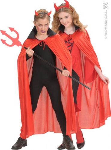 Cape satin rouge col noir 110 cm enfant ado mixte - Photo