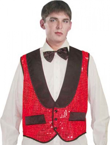 Gilet paillete rouge  - Photo