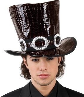 Chapeau de vampire gothique vinyle chic avec boucles - Photo