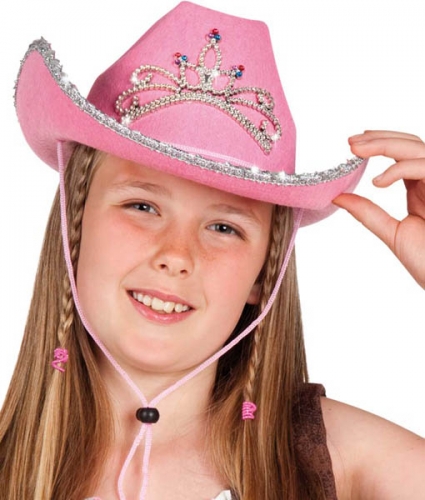 Chapeau cow girly rose avec pierres - Photo