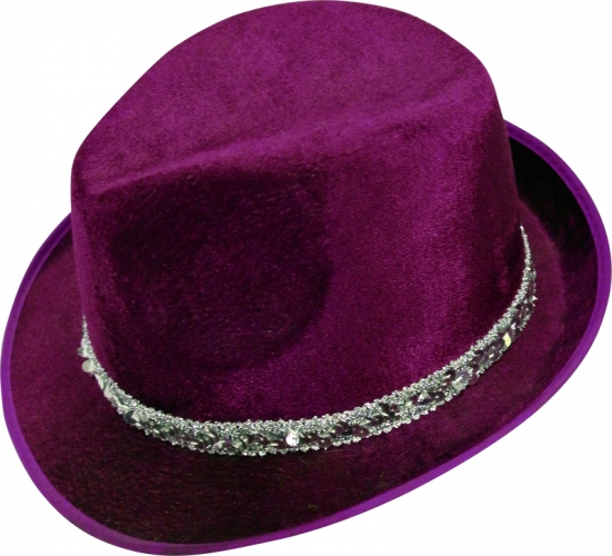 Borsalino velours violet ruban paillettes - Photo