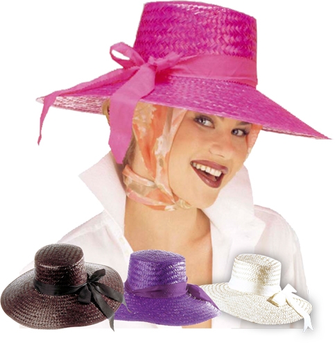 Chapeau paille my fair lady 4 couleurs assorties - Photo