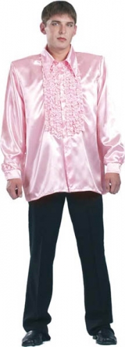 Chemise super ruches homme rose  - Photo