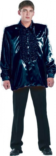 Chemise super ruches homme noire  - Photo