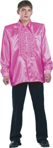 Chemise super ruches homme fuschia  - Photo