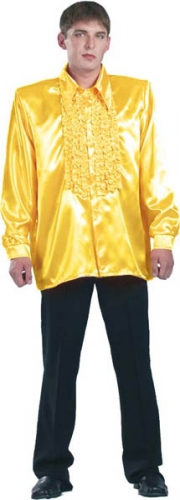 Chemise super ruches homme jaune  - Photo