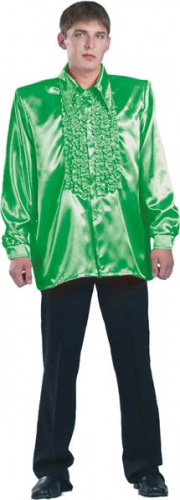 Chemise super ruches homme verte  - Photo