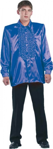 Chemise super ruches homme bleu electrique   - Photo