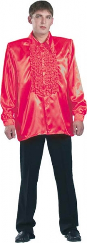 Chemise super ruches homme rouge  - Photo