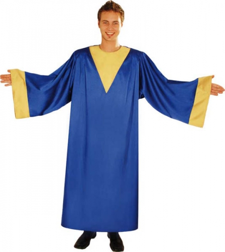 Robe gospel bleue col dor  - Photo