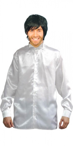 Chemise col casse atlas blanc 100% polyester  - Photo