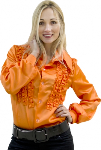 Chemise super ruches femme orange  - Photo