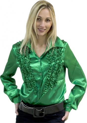 Chemise super ruches femme verte  - Photo