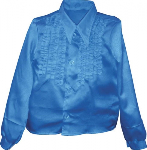 Chemise super ruches enfant bleue  - Photo