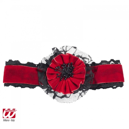 Collier gothique rouge avec fleur - Photo