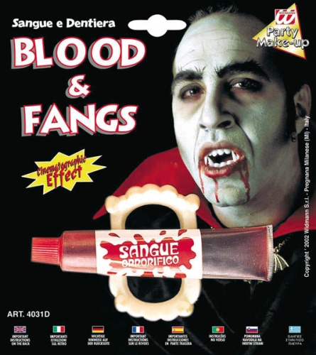 Sang liquide + dentier vampire - Photo